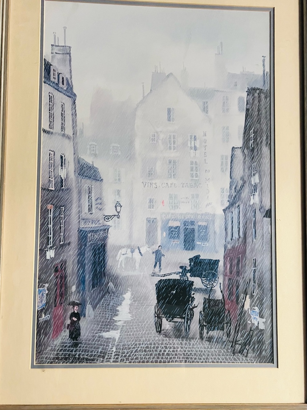 Michael Delacroix Framed Vintage Paris Street Art Print in Blue and Gray